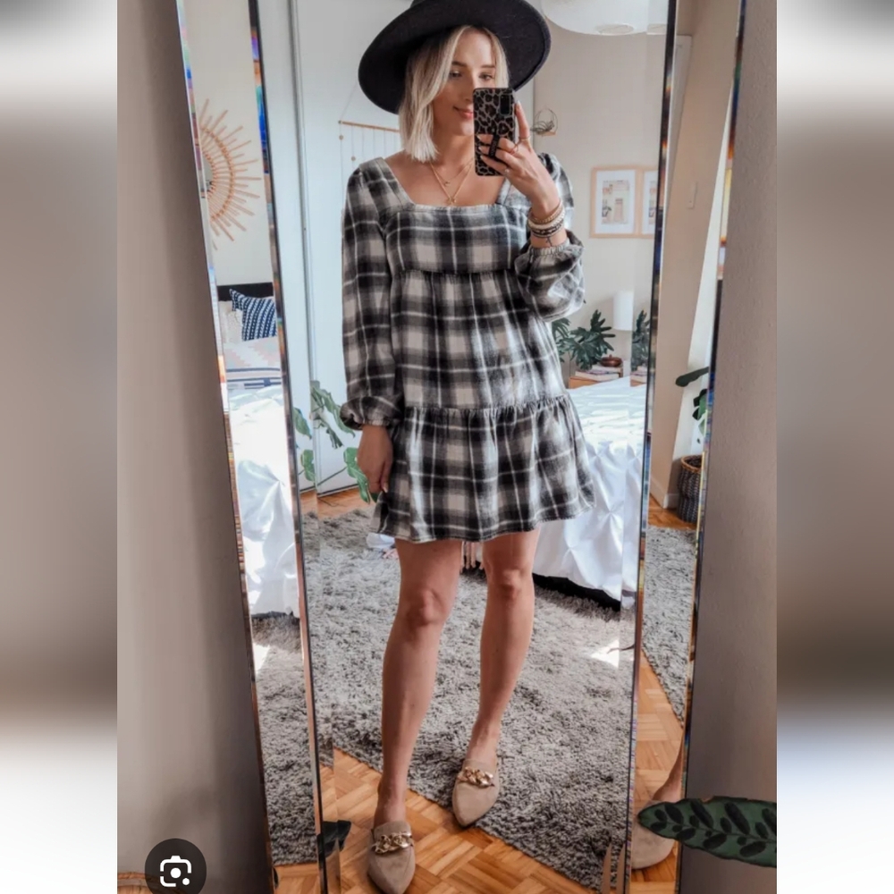BP Black and White Plaid Mini Dress